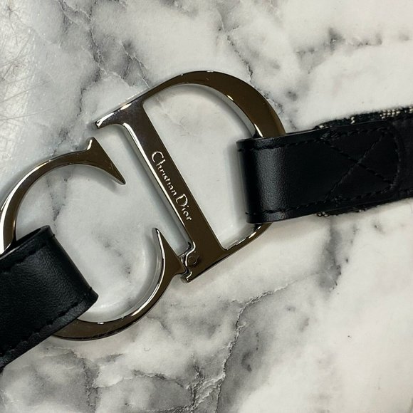 CHRISTIAN DIOR Galliano Vintage Black Diorissimo Canvas CD Belt - Size 75cm/30" - Picture 9 of 11